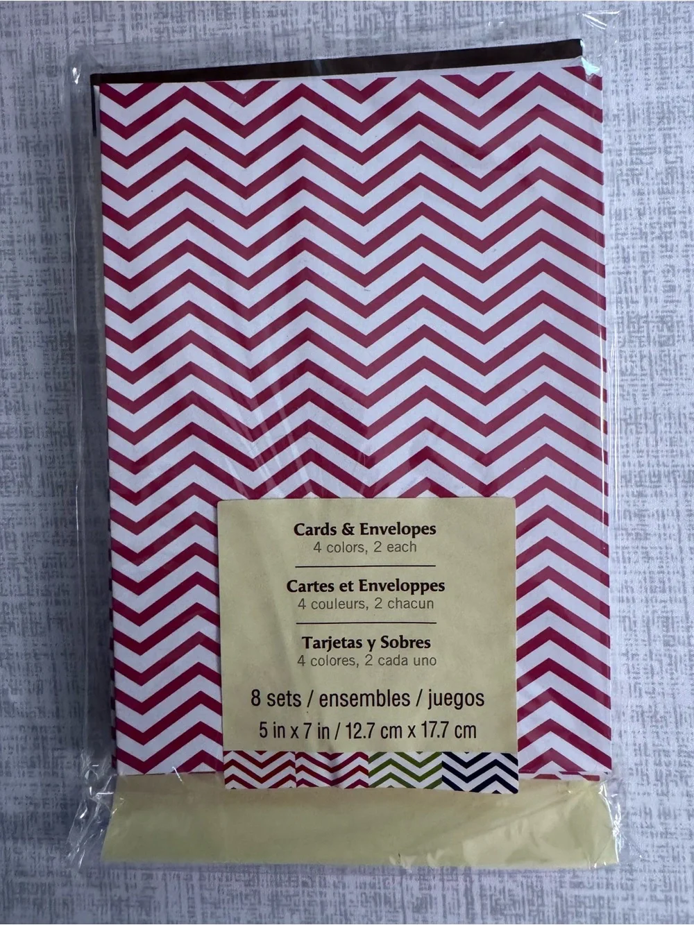 8 Piece Chevron Blank Notecard & Envelope Set, New